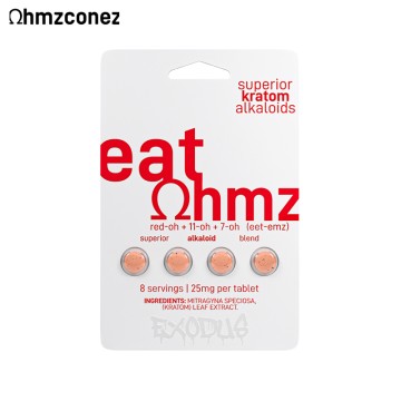 EAT OHMZ BY EXODUS 7-HYDROXY KRATOM TABLET 25MG/4CT/6PK - WHITE